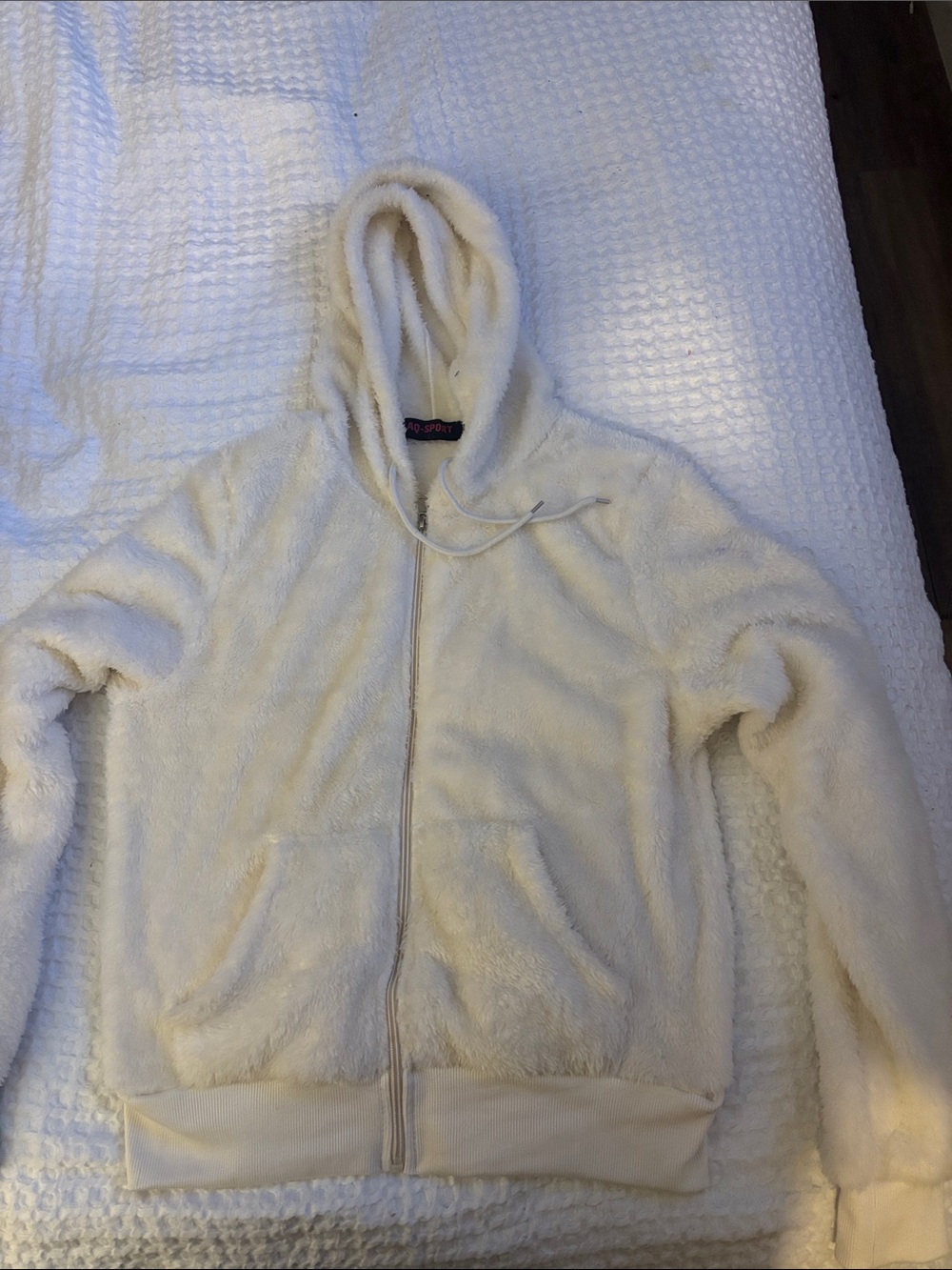 Cozy Faux-Fur Hooded Zip Jacket - Cream